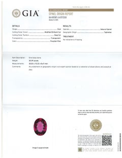 Pendentif de collection en spinelle rose violette non chauffée de 20,39 carats, certifiée GIA, non serti