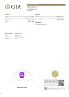 Unheated 2.05 ct Pink Sapphire Ring, Platinum 950 GIA Certified
