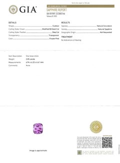 Unheated 2.05 ct Pink Sapphire Ring, Platinum 950 GIA Certified