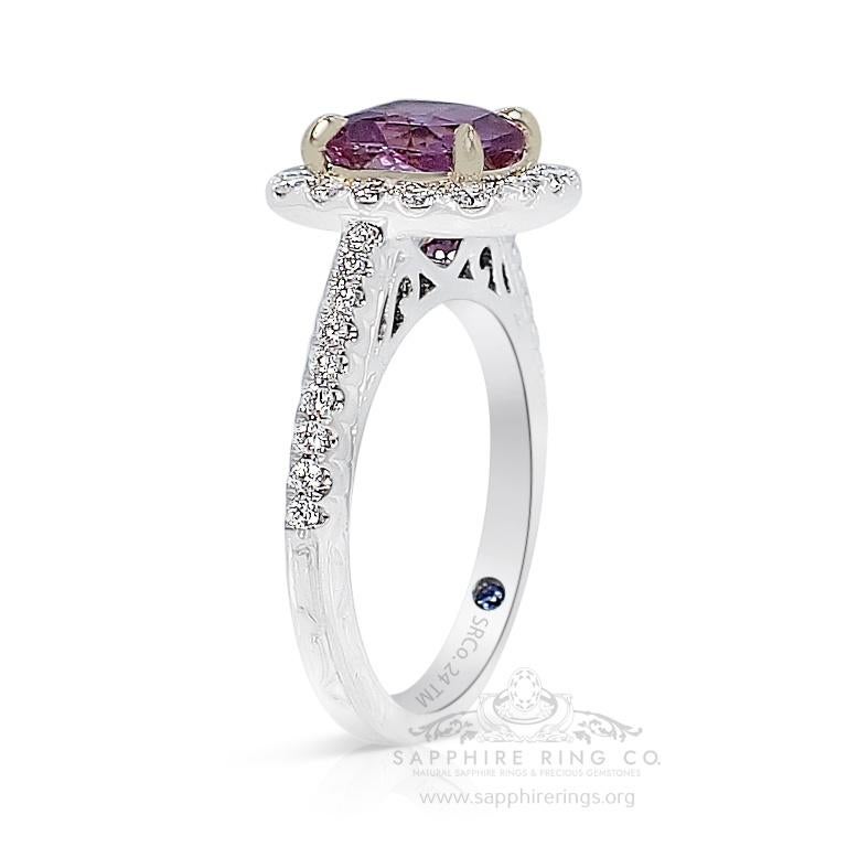 Unheated 2.05 ct Pink Sapphire Ring, Platinum 950 GIA Certified  In New Condition For Sale In Tampa, FL