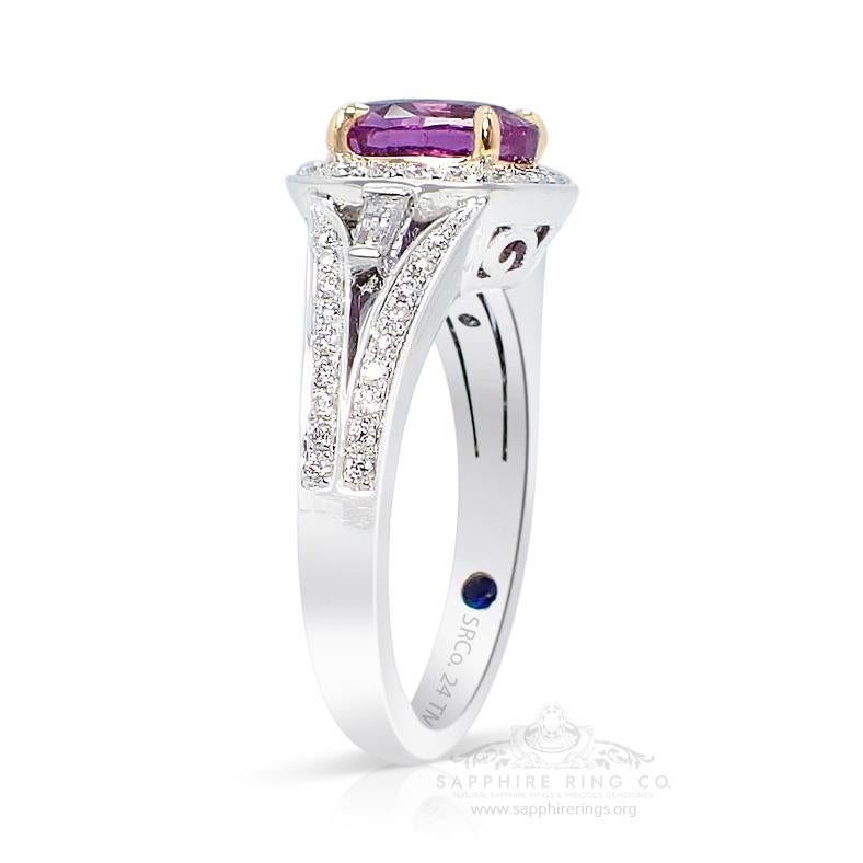 Unheated 2.05 ct Pink Sapphire Ring, Platinum 950 GIA Certified In New Condition For Sale In Tampa, FL