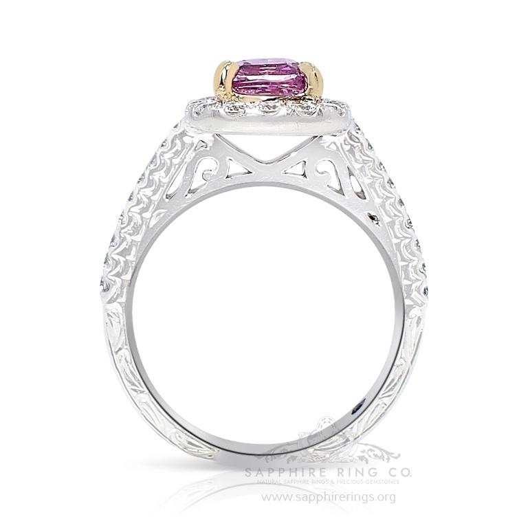 Women's or Men's Unheated 2.05 ct Pink Sapphire Ring, Platinum 950 GIA Certified  For Sale