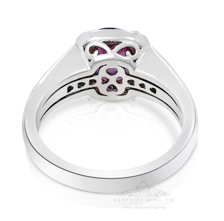 Unheated 2.05 ct Pink Sapphire Ring, Platinum 950 GIA Certified For Sale 1