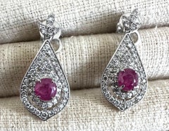 Unheated 2.05ct Burma Ruby Platinum Earrings & Cert