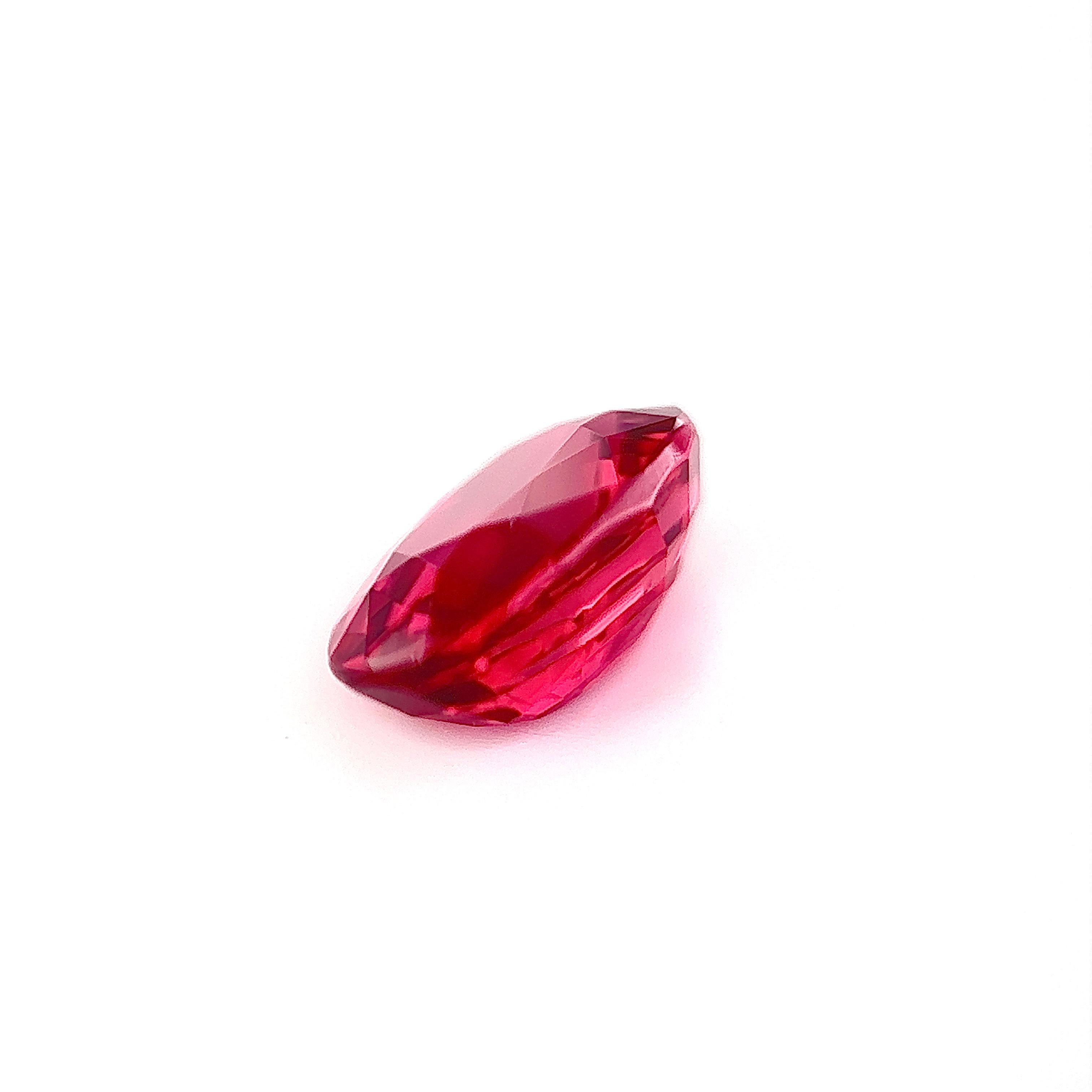 Cushion Cut Unheated 2.06 Carat Natural Ruby Loose stone in Pigeon Blood  For Sale