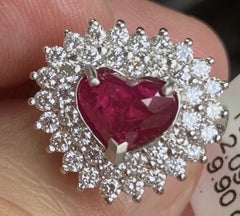 Unheated 2.09ct Burma Ruby No Heat & Diamond Platinum Ring + Certificate