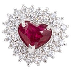 Unheated 2.09ct Burma Ruby No Heat & Diamond Platinum Ring + Certificate