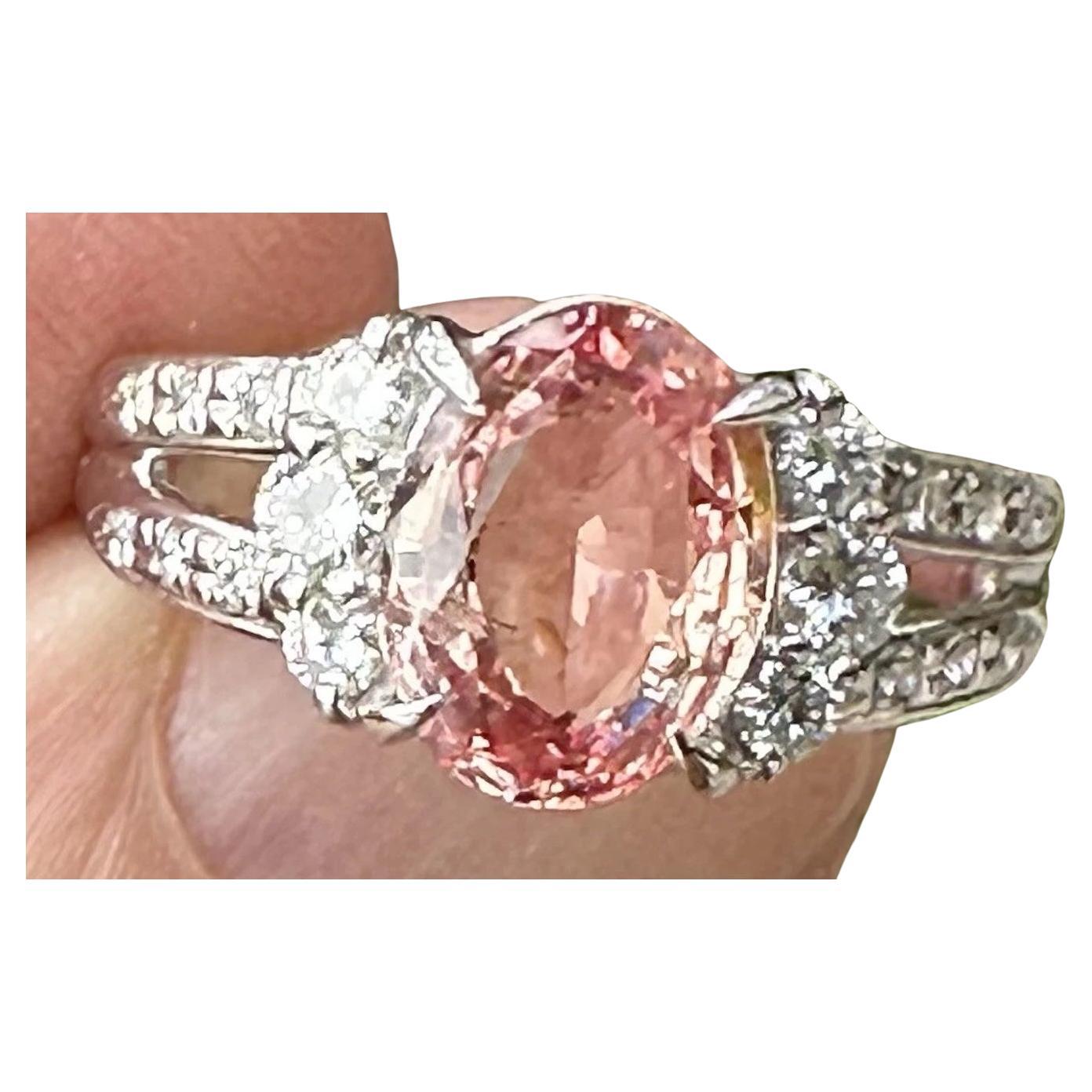 Ungeheizter 2,12ct Padparadscha Saphir 
Diamant Ring GRS - Atemberaubend! im Angebot