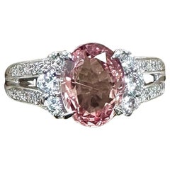 Unheated 2.12ct Padparadscha Sapphire & Diamond Ring GRS - Stunning!