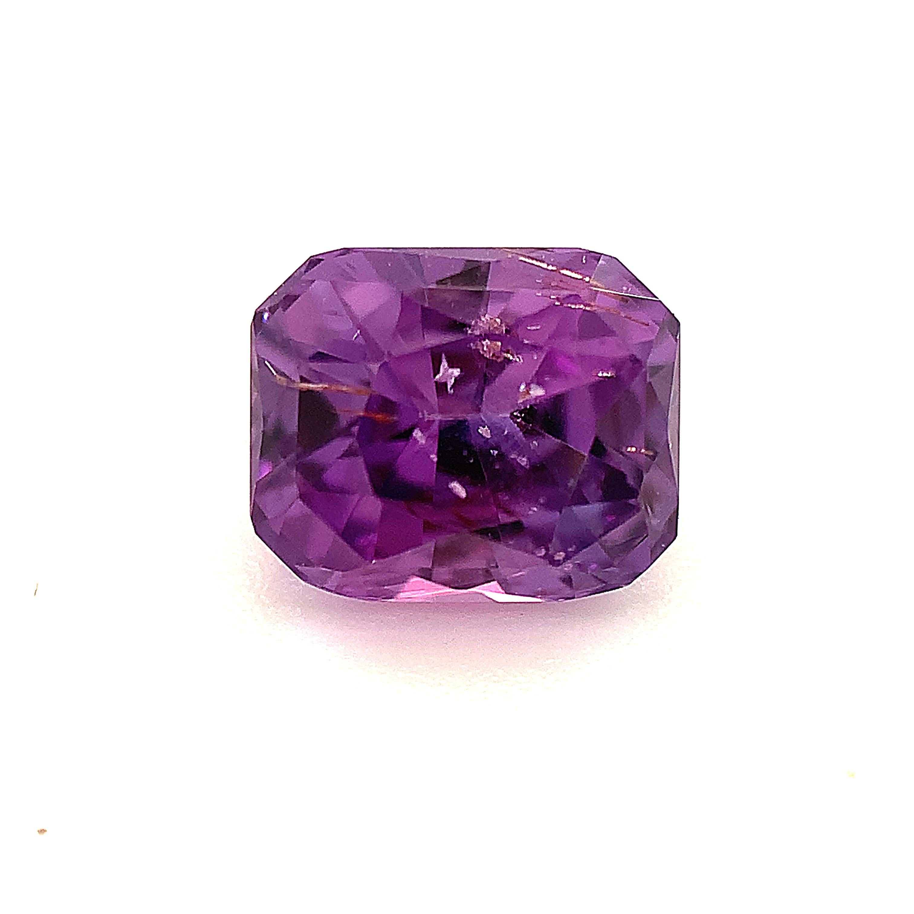 Unheated 2.14 Carat Purple Sapphire Octagon, Loose Gemstone, GIA Certified ...A For Sale 1