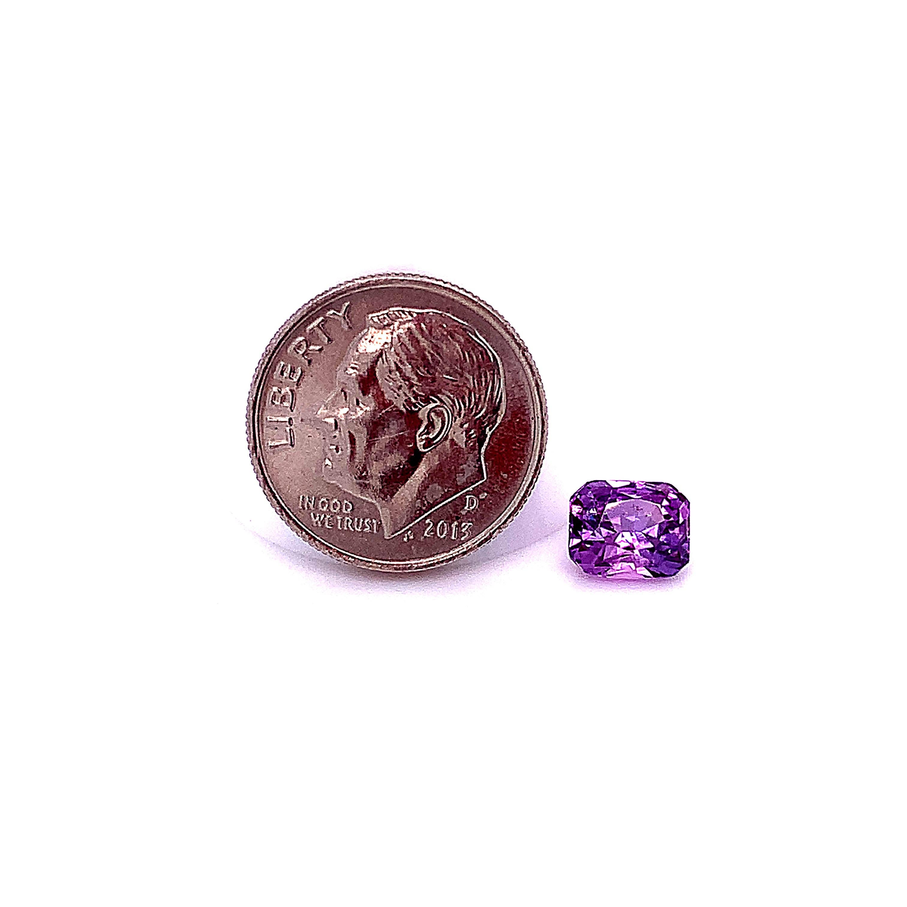 Women's Unheated 2.14 Carat Purple Sapphire Octagon, Loose Gemstone, GIA Certified ...A For Sale