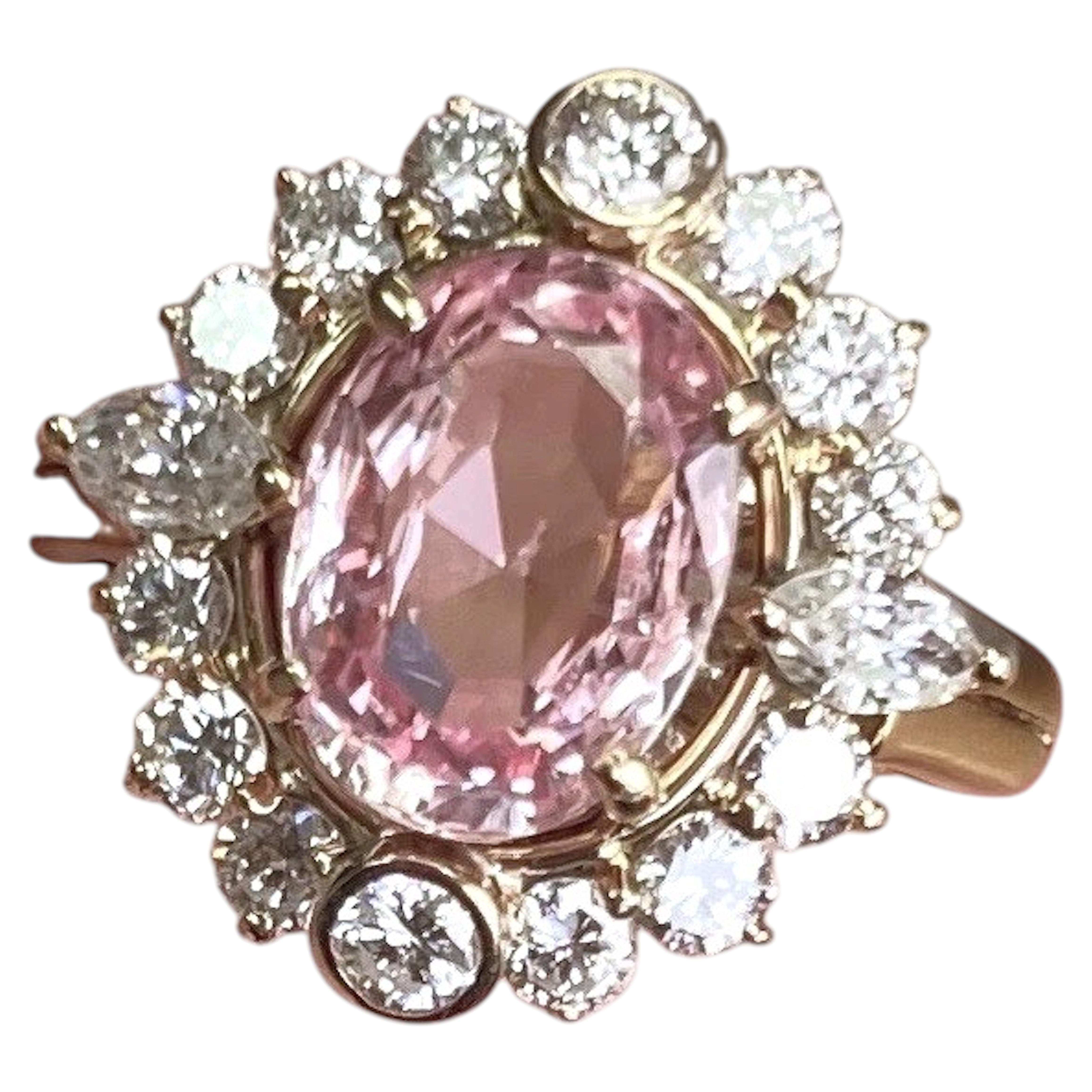 Unheated 2.19ct Padparadscha Sapphire & Diamond Ring AIGS