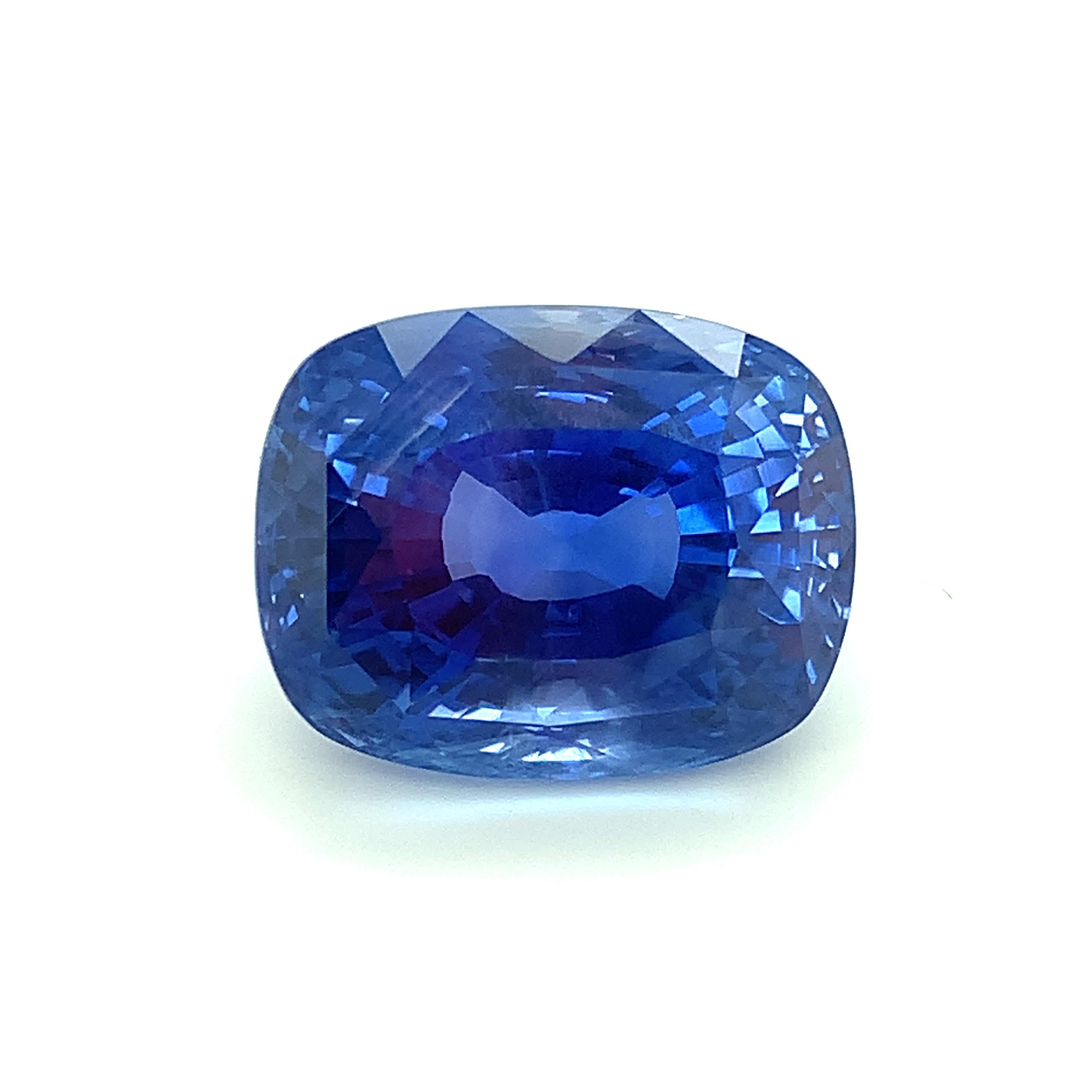 Cushion Cut Unheated 22.26 Carat Ceylon Blue Sapphire GIA, Loose Pendant, Collector Gemstone