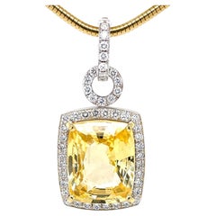 Unheated 24.75 Carat Yellow Sapphire and Diamond Pendant Enhancer, GIA Certified