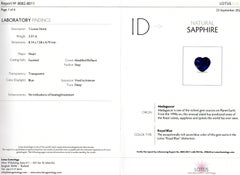 Lotus Unheated Royal Blue 2.51Ct Heart Sapphire, Pear Diamond 18k White Gold Ring