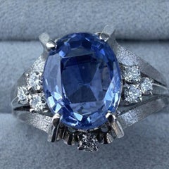 Bague en platine et diamant avec saphir bleu non chauffé de 2,91ct