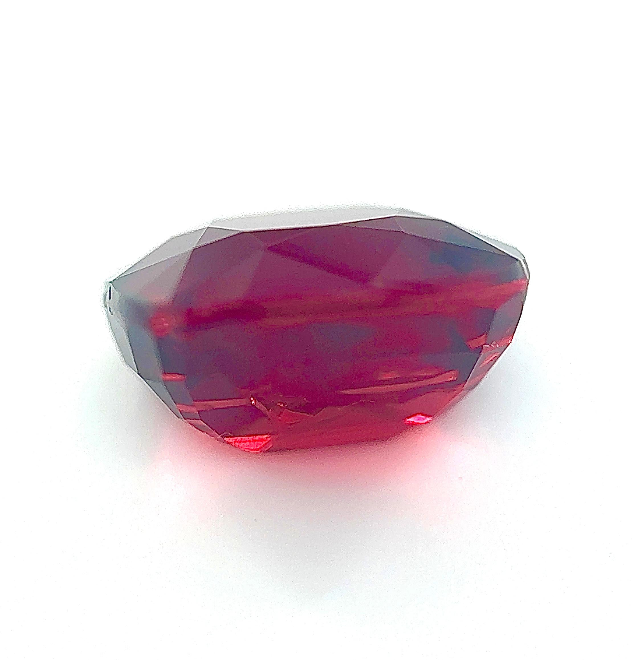Cushion Cut Unheated 3.03 Carat Natural Ruby Loose stone in Pigeon Blood For Sale