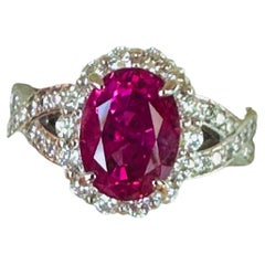 Anillo de zafiro rosa de Birmania no calentado de 3,07 ct sin calor y diamante - ¡Impresionante!