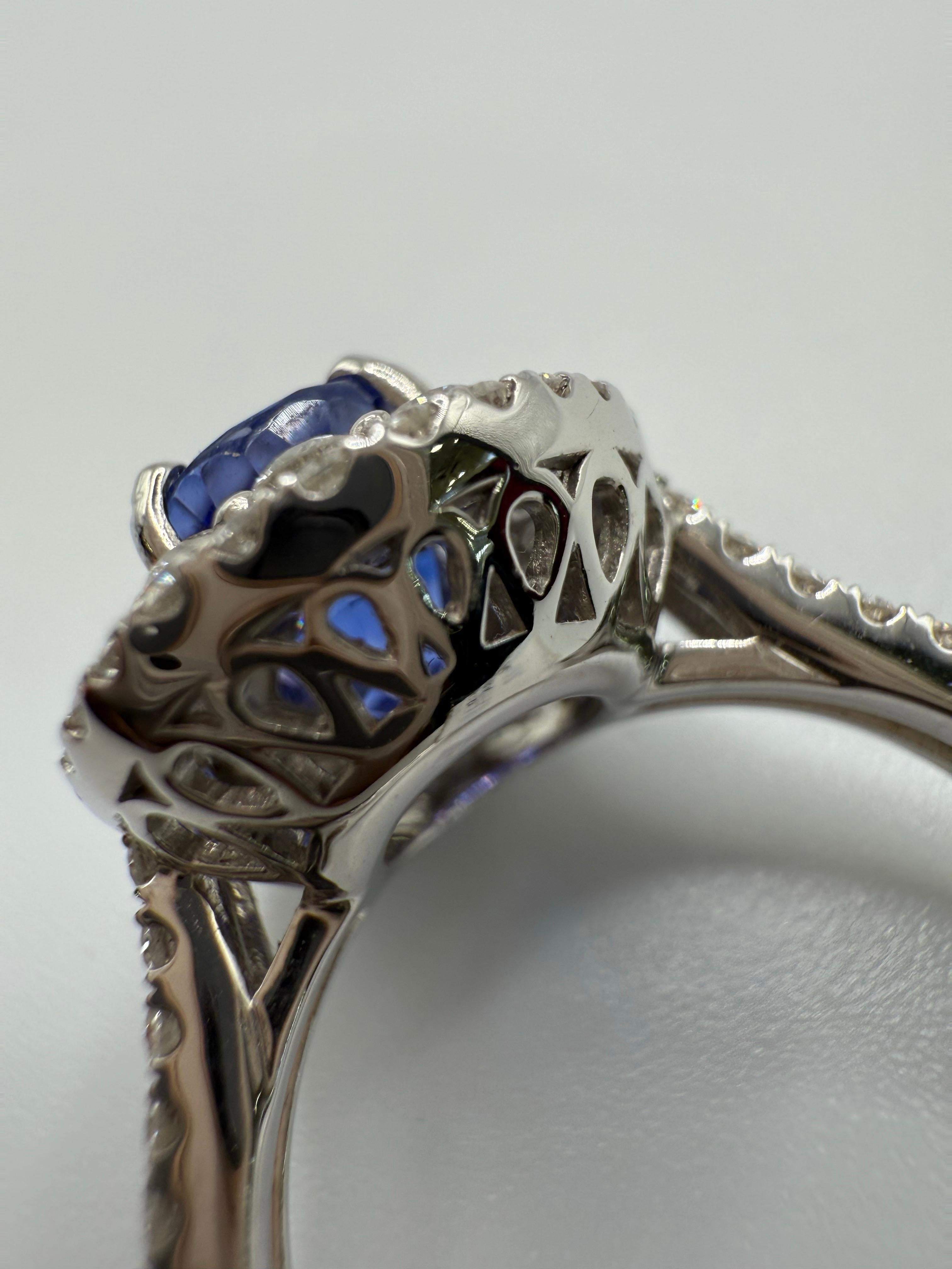 UNHEATED 3,10ct Saphir Diamant Ring GAL zertifiziert Ring in 18KT Gold im Zustand „Neu“ im Angebot in Boca Raton, FL