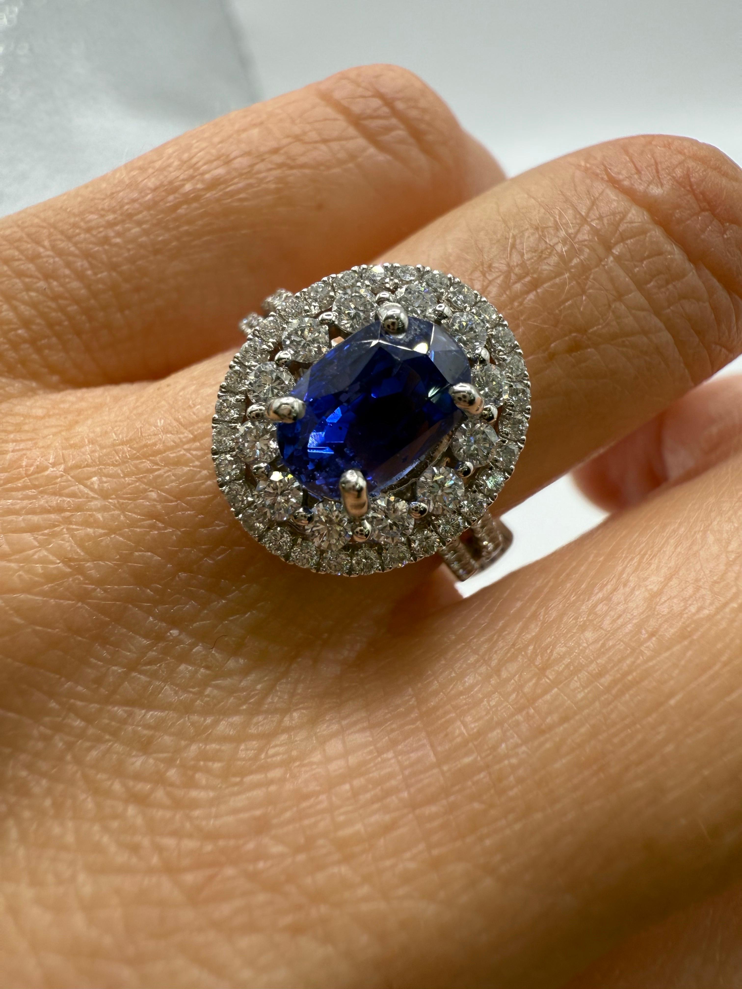 UNHEATED 3,10ct Saphir Diamant Ring GAL zertifiziert Ring in 18KT Gold im Angebot 3