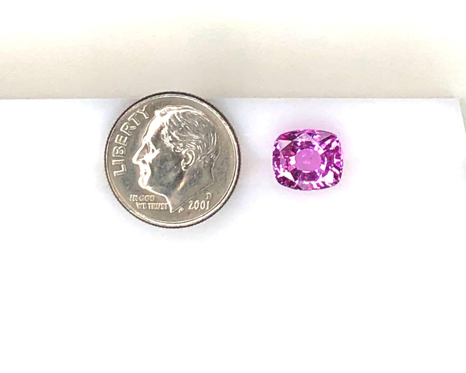 Cushion Cut Unheated 3.11 Carat Purple Pink Sapphire, Unset Loose Gemstone, GIA Certified For Sale
