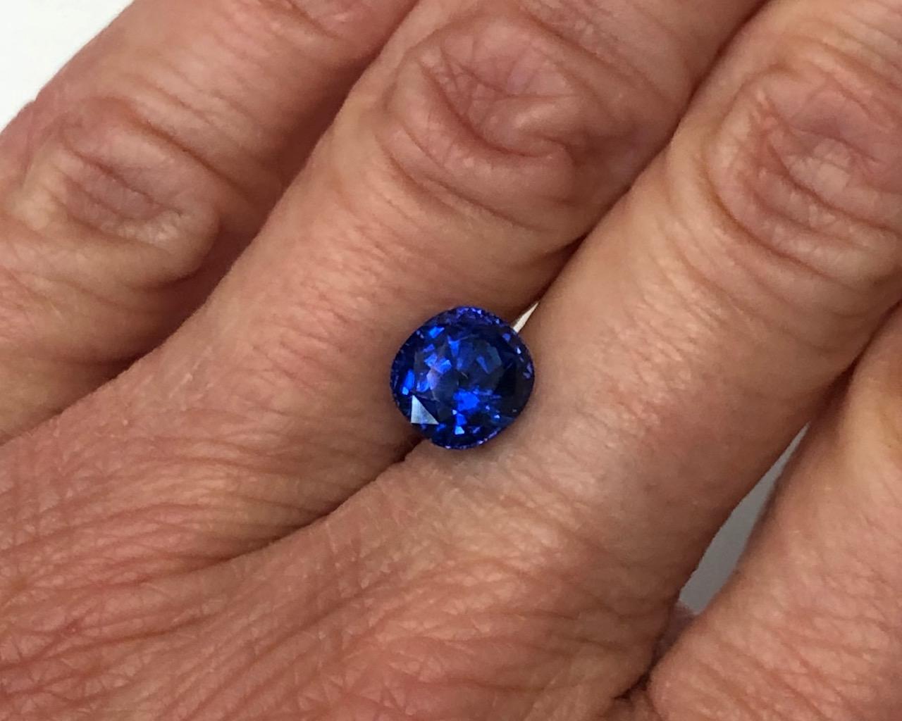 Unheated 3.32 Carat Ceylon Blue Sapphire, Unset Loose Gemstone, GIA Certified 4