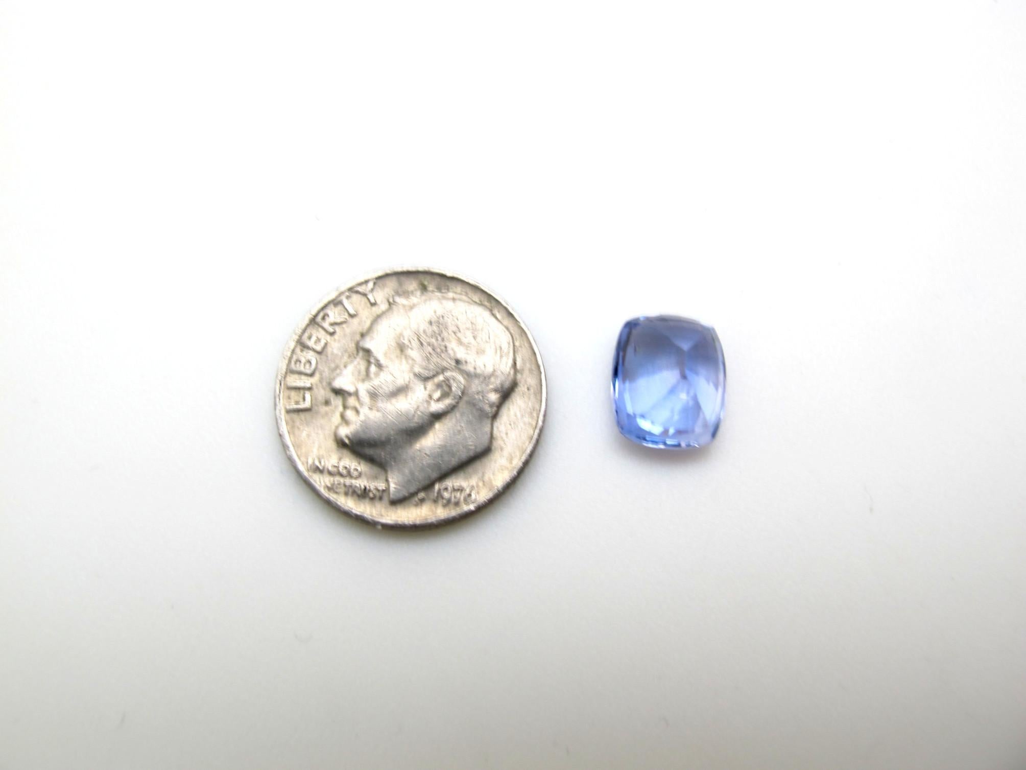 Women's or Men's Unheated 3.42 Carat Cushion Violet-Blue Sapphire, GIA Certified