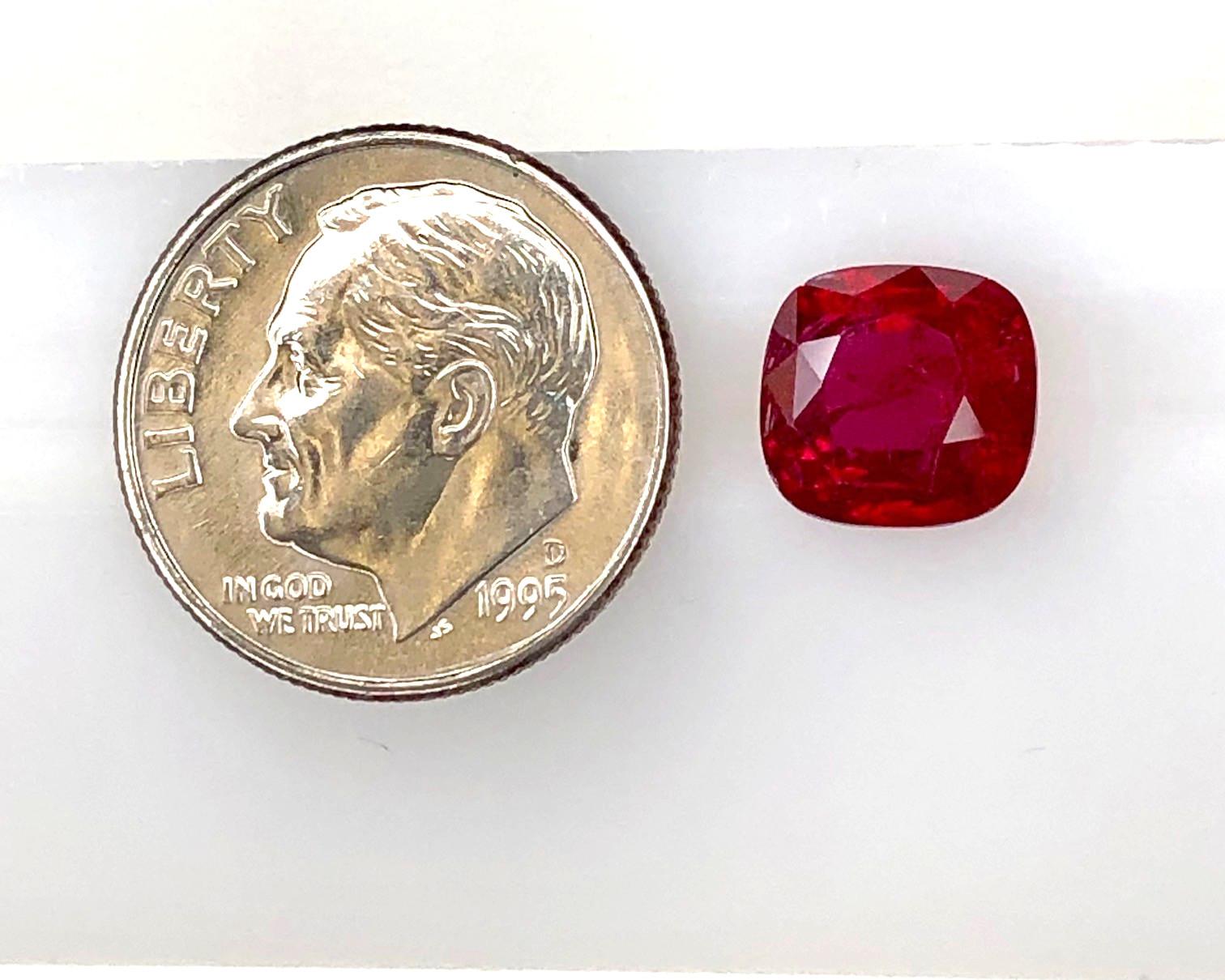 Unheated 3.53 Carat “Pigeon’s Blood” Ruby, GIA Certified 3