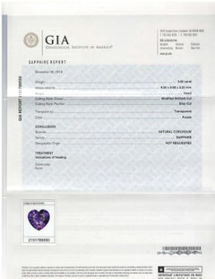 GIA Certified Unheated 3.56 Carat Purple Sapphire Heart Necklace in 18k Gold