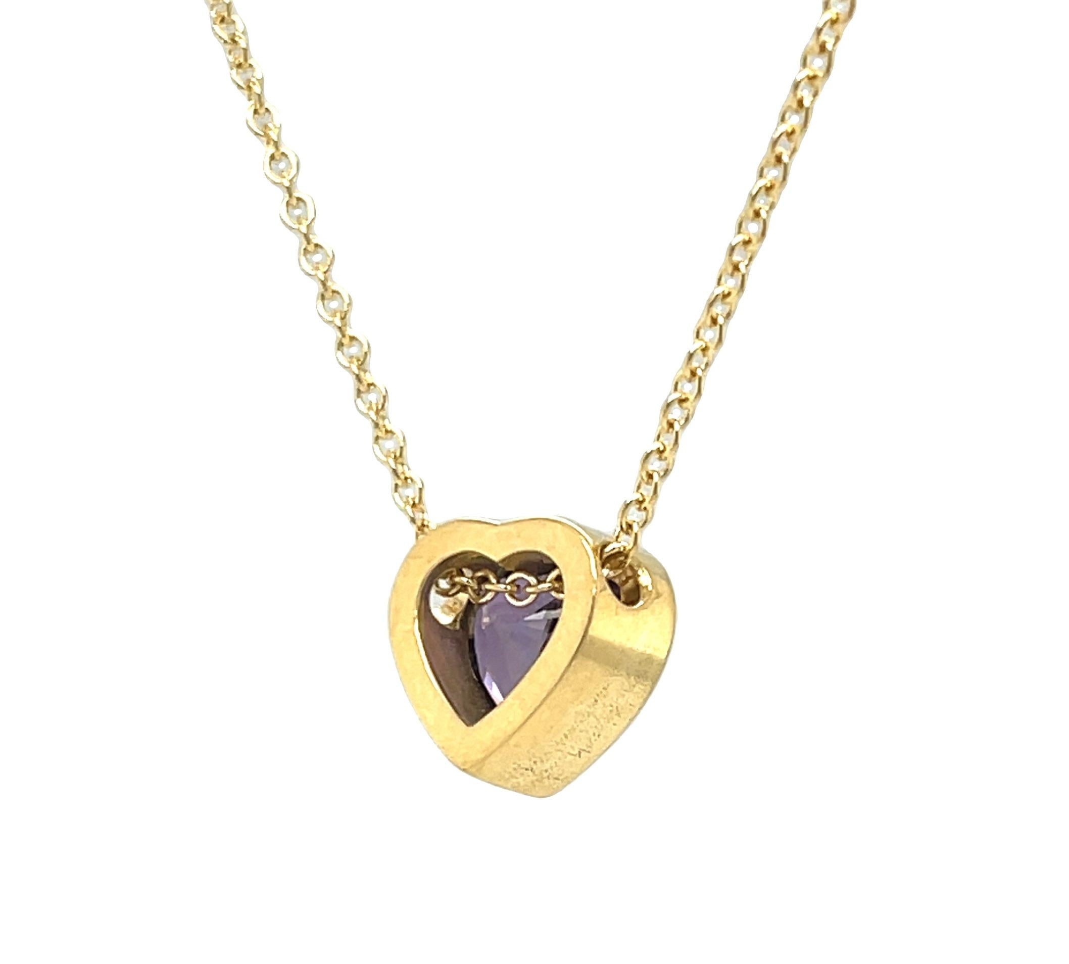 GIA Certified Unheated 3.56 Carat Purple Sapphire Heart Necklace in 18k Gold In New Condition For Sale In Los Angeles, CA