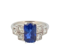 Unheated 3.66ct Natural Royal Blue Sapphire Sri Lanka GRS Diamonds Ring 18K