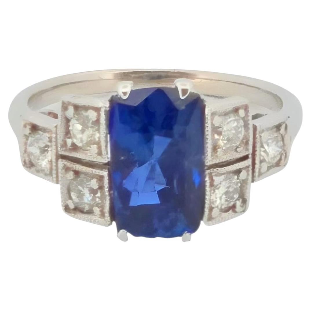 Unheated 3.66ct Natural Royal Blue Sapphire Sri Lanka GRS Diamonds Ring 18K
