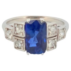 Unheated 3.66ct Natural Royal Blue Sapphire Sri Lanka GRS Diamonds Ring 18K