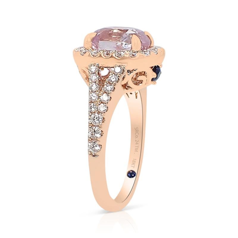 Cushion Cut Unheated 4.05 ct Pink Sapphire Ring, 18kt Rose Gold GIA Certified  For Sale