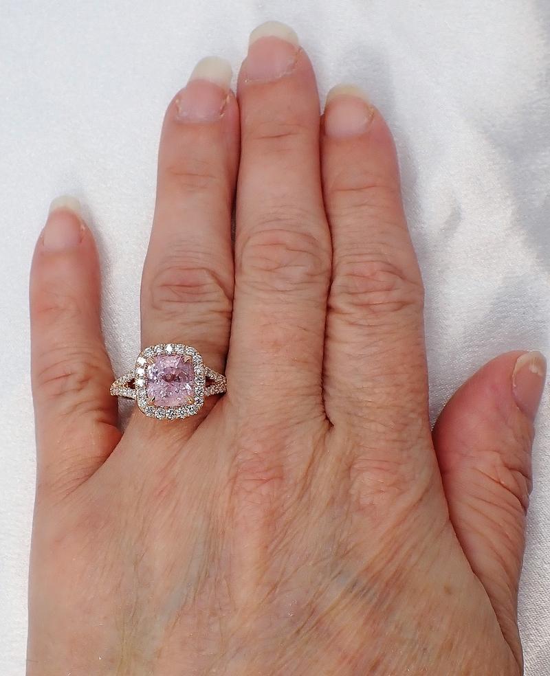 Unheated 4.05 ct Pink Sapphire Ring, 18kt Rose Gold GIA Certified  For Sale 1