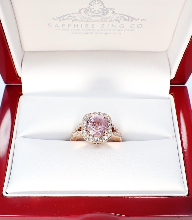 Ring mit unerhitztem 4,05 Karat rosa Saphir, 18 Karat Roségold, GIA-zertifiziert  im Angebot 3