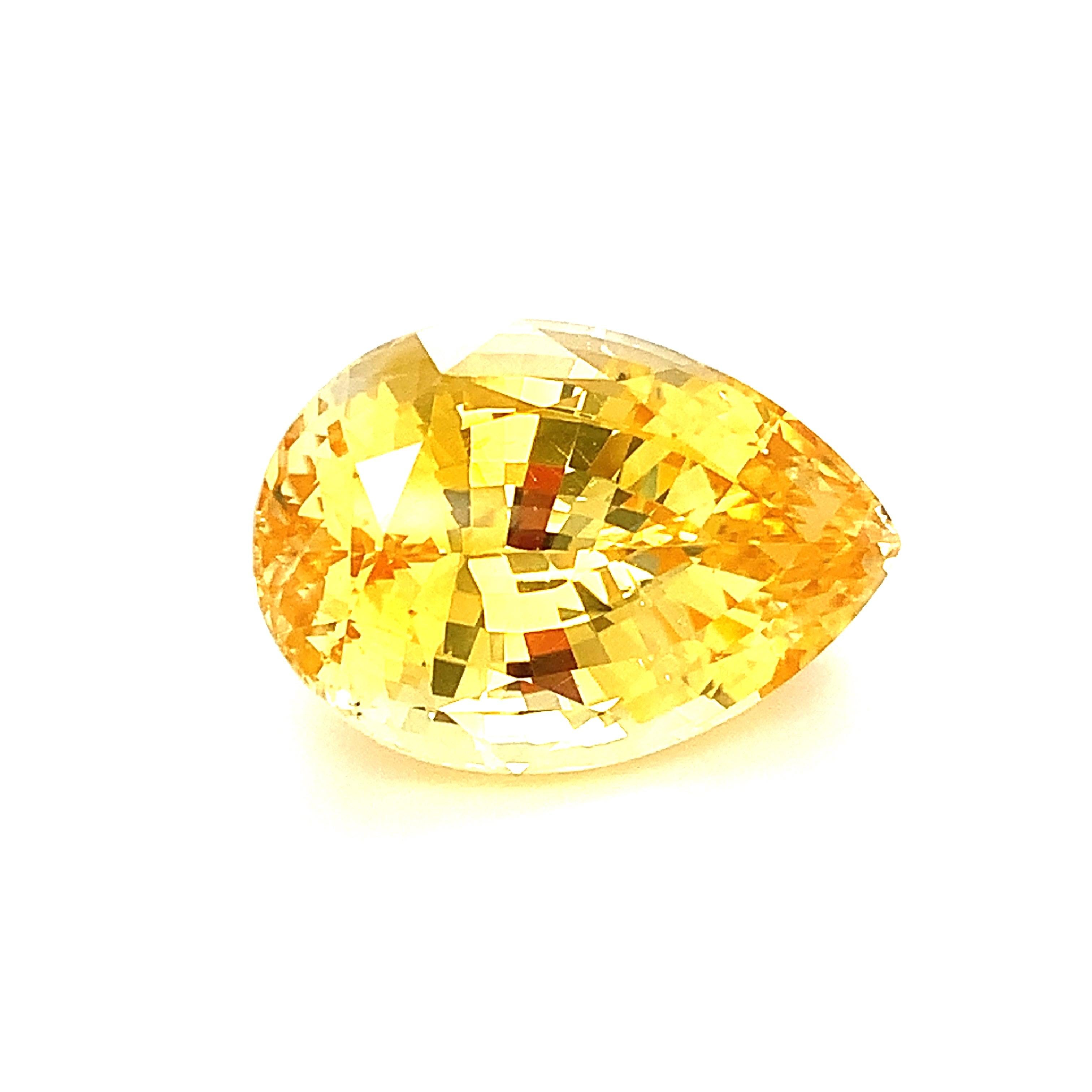 Unheated 44.36 Carat Yellow Sapphire Pear, GIA, Pendant, Enhancer, Collector Gem In New Condition For Sale In Los Angeles, CA