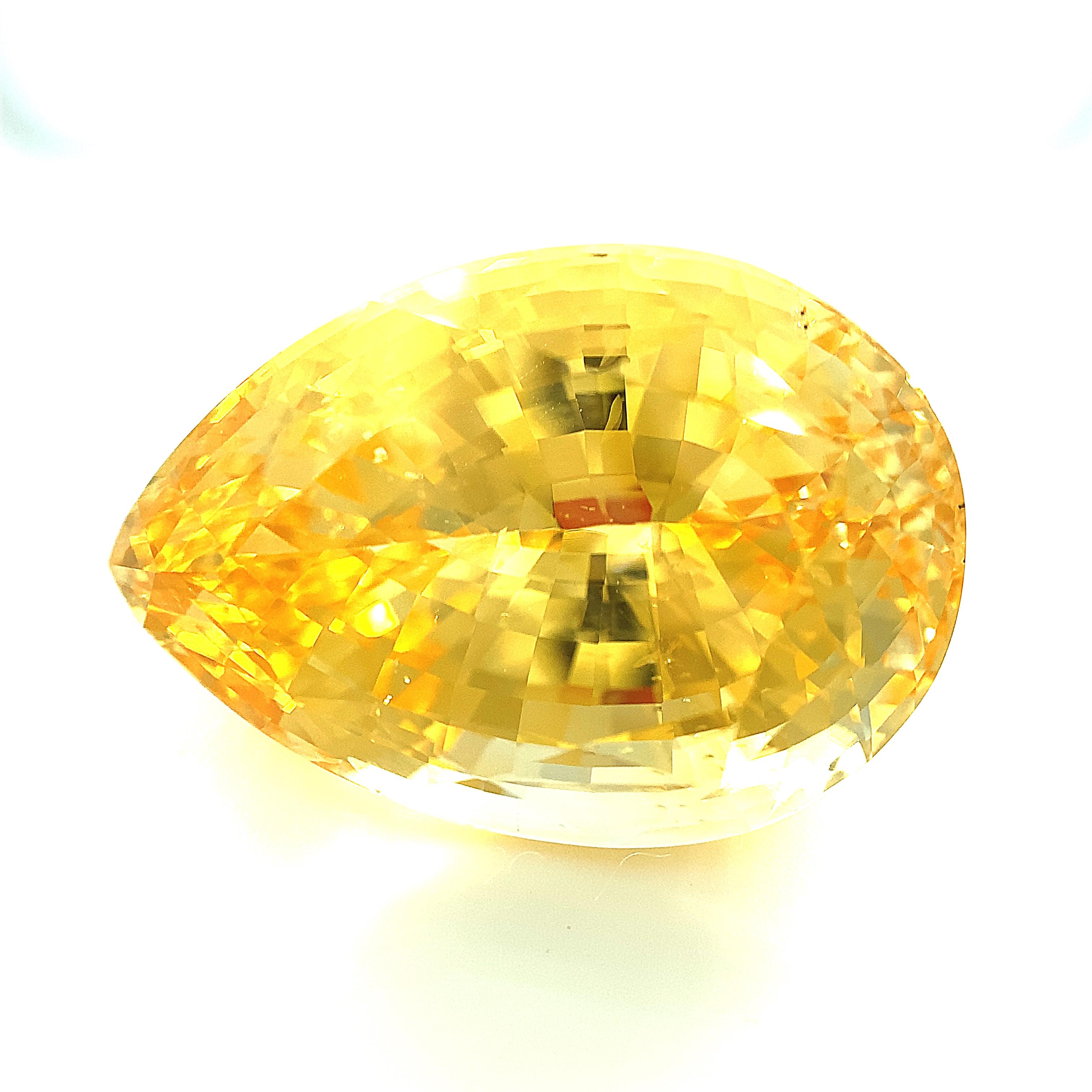 Unheated 44.36 Carat Yellow Sapphire Pear, GIA, Pendant, Enhancer, Collector Gem For Sale 2
