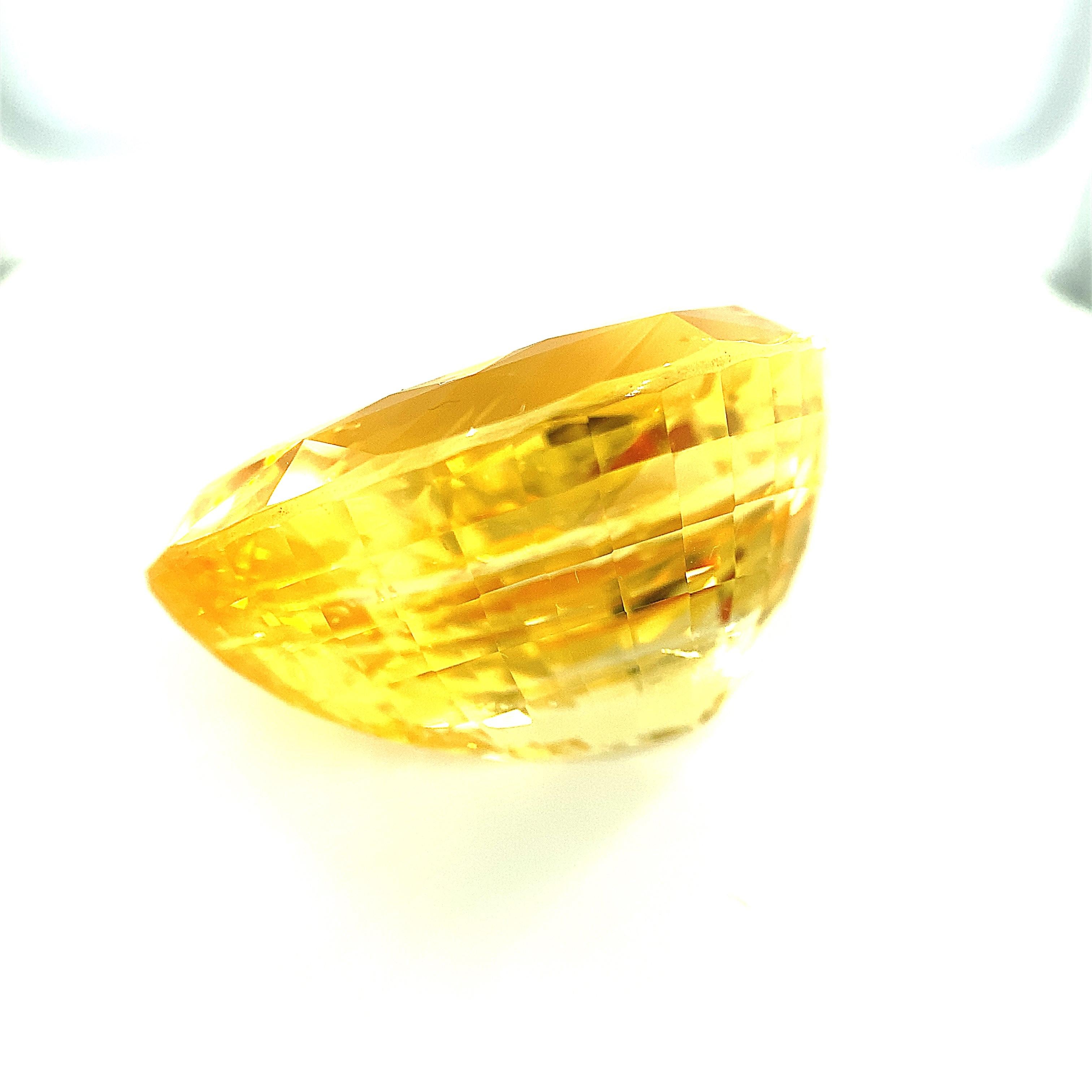 Women's or Men's Unheated 44.36 Carat Yellow Sapphire Pear, GIA, Pendant, Enhancer, Collector Gem For Sale