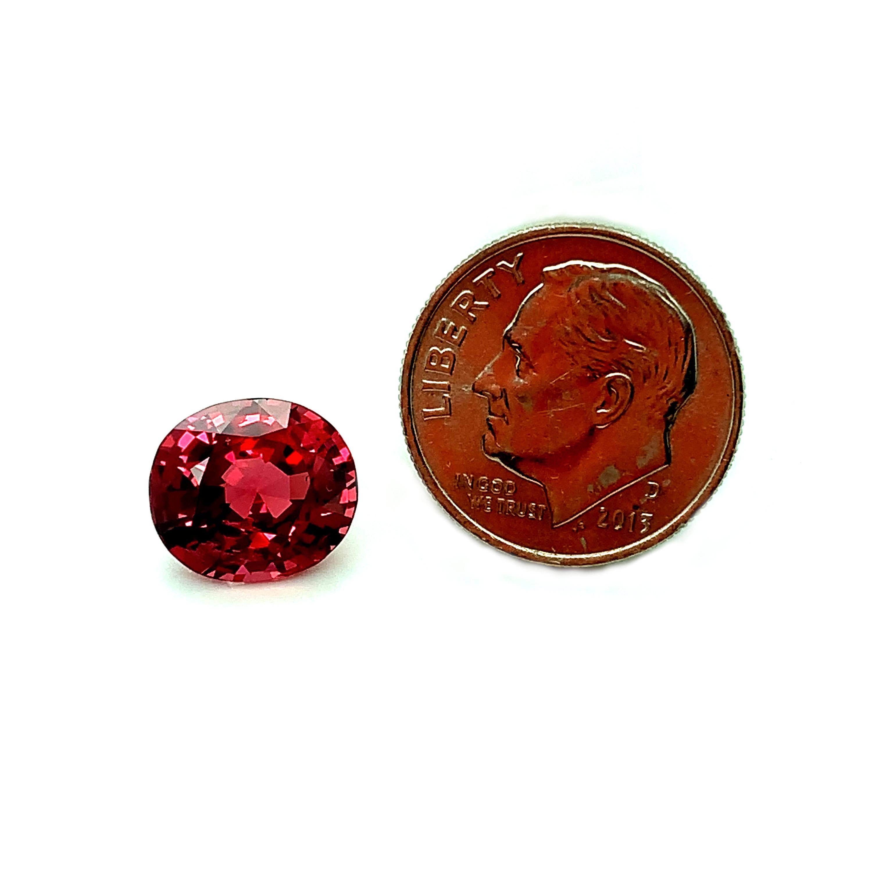 Unheated 5.14 Carat Red Spinel Oval, Unset Loose Gemstone, GIA Certified 3