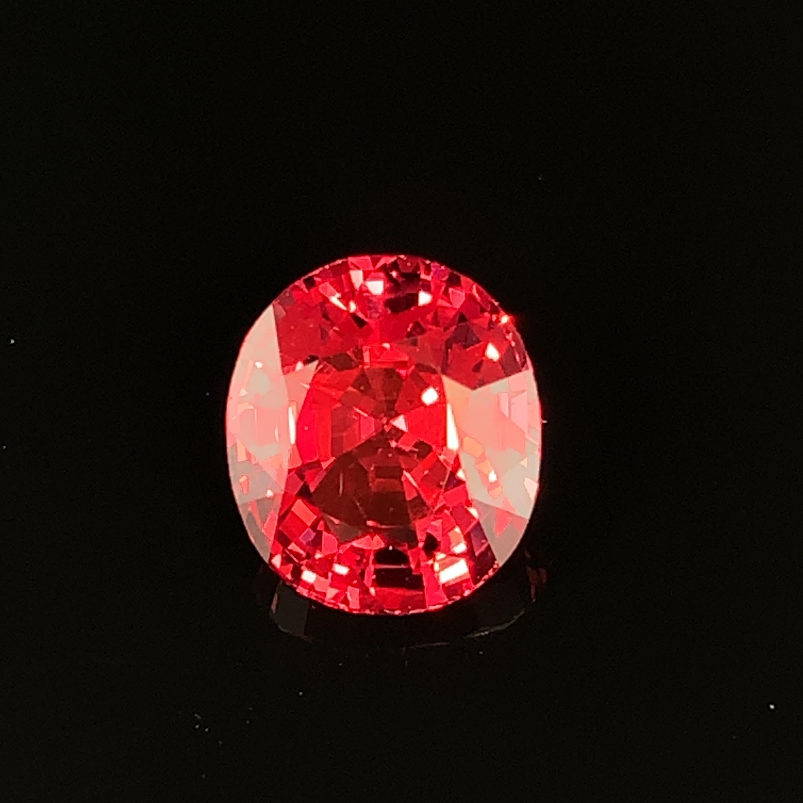 Unheated 5.14 Carat Red Spinel Oval, Unset Loose Gemstone, GIA Certified In New Condition In Los Angeles, CA