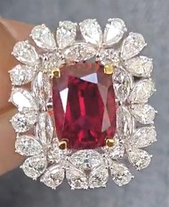 Unheated 5.19ct Thai Ruby Ring No Heat GIA - World Class!