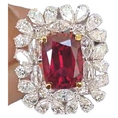 Unheated 5.19ct Thai Ruby Ring No Heat GIA - World Class!