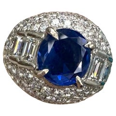 Unheated 5.25ct Burma Blue Sapphire No Heat & Diamond Ring GIA Unheated 5.25ct Burma Blue Sapphire No Heat & Diamond Ring GIA