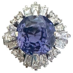 Ungeheizter 5,65ct lila blauer Saphir No Heat Plat & Diamant Ring - Atemberaubend!