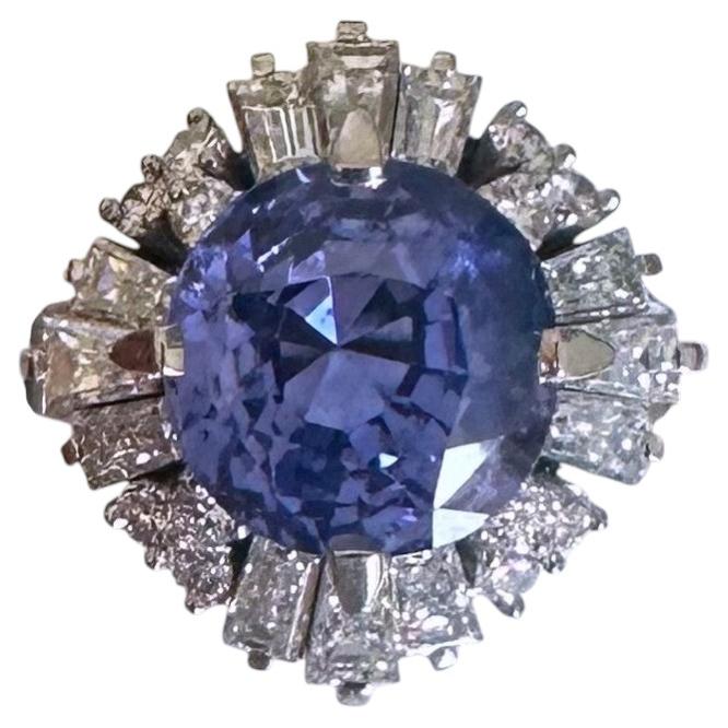 Unheated 5.65ct Purple Blue Sapphire No Heat Plat & Diamond Ring - Stunning!
