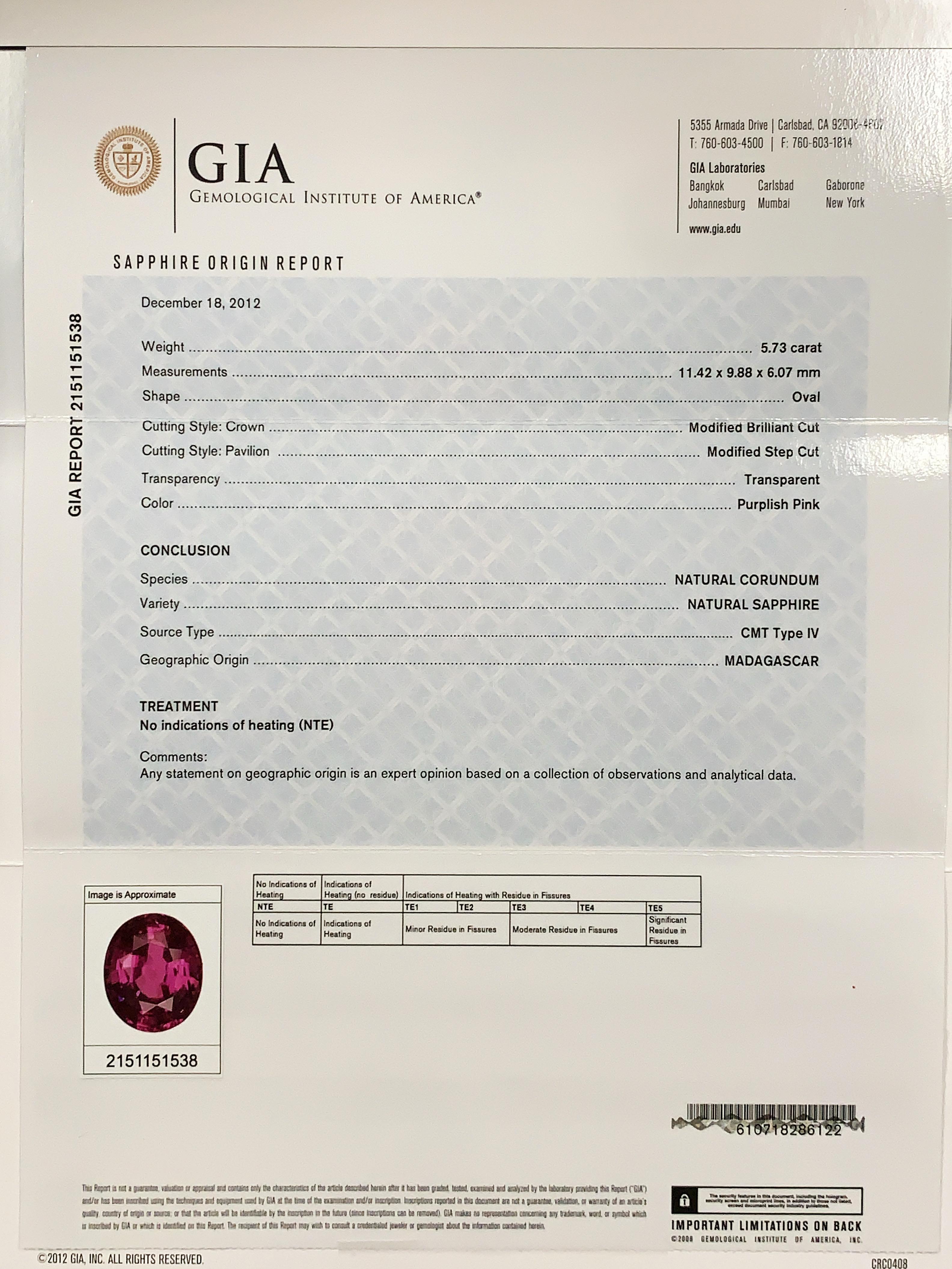 This dazzling cocktail ring features a spectacular pink sapphire with all the pedigrees one could ask for in a fine collector gemstone! Accompanied by a Gemological Institute of America (GIA) Origin Report, this pink sapphire is certified unheated,