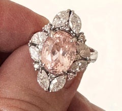 Ungeheizter 5,83ct Padparadscha Saphir No Heat & Diamant Ring - Wunderschön!