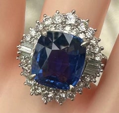 Unheated 6.00ct Blue Sapphire No Heat Platinum & Diamond Ring AIGS - Stunning!