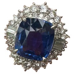 Ungeheizter blauer Saphir (6,00 ct), ungeheizt, Platin- und Diamantring, AIGS – Atemberaubend!
